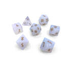 Opalite - Gold Font 7 Piece RPG Set Gemstone Dice-Gemstone Dice-Norse Foundry-Dungeons and Dragons Dice-Gem Dice-DND Dice-Gaming Dice