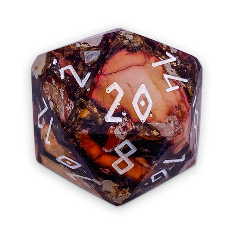 Bronzite Orange Imperial Jasper - Single D20 TruStone Dice