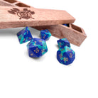 Phoenix Lapis - 7 Piece RPG Set Gemstone Dice-Gemstone Dice-Norse Foundry-Dungeons and Dragons Dice-Gem Dice-DND Dice-Gaming Dice