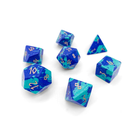 Phoenix Lapis - 7 Piece RPG Set Gemstone Dice