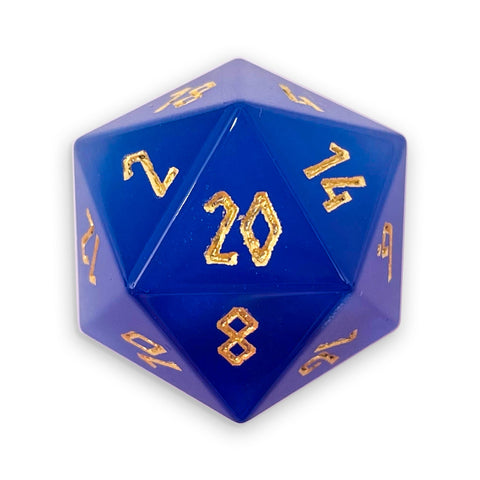 Ocean Blue Cats Eye - Single D20 Glass Dice