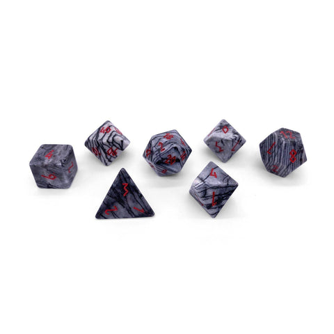 Black Network Agate - 7 Piece RPG Set Gemstone Dice