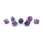 Purple Fluorite - 7 Piece RPG Set Gemstone Dice - NOR 01009