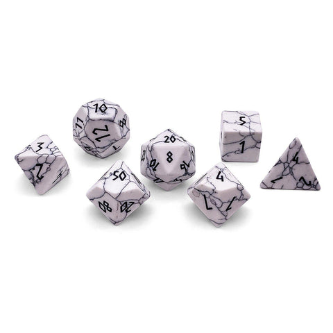 White Howlite - 7 Piece RPG Set Gemstone Dice