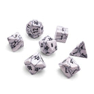 White Howlite - 7 Piece RPG Set Gemstone Dice - NOR 01019