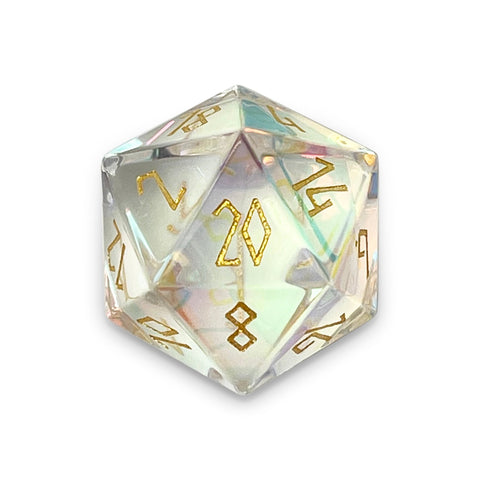 K9 Rainbow Glass - Single D20 Glass Dice