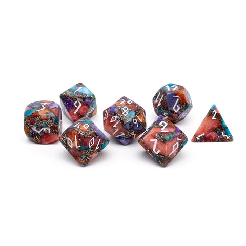 Multi Colored Calcite - 7 Piece RPG Set TruStone Dice