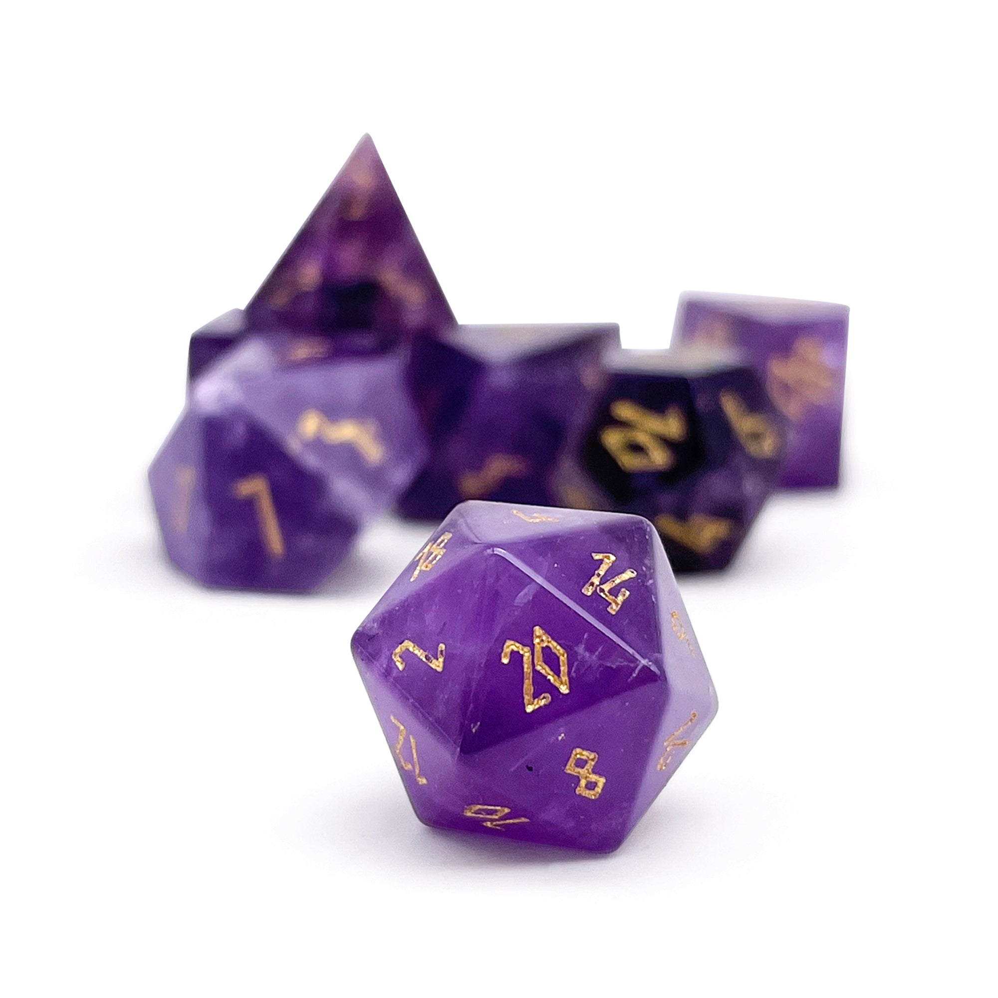 Amethyst - Pebble RPG Set Gemstone Dice - NOR 01070