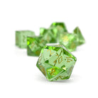 Zircon Peridot - 7 Piece RPG Set Zircon Glass Dice - NOR 01560