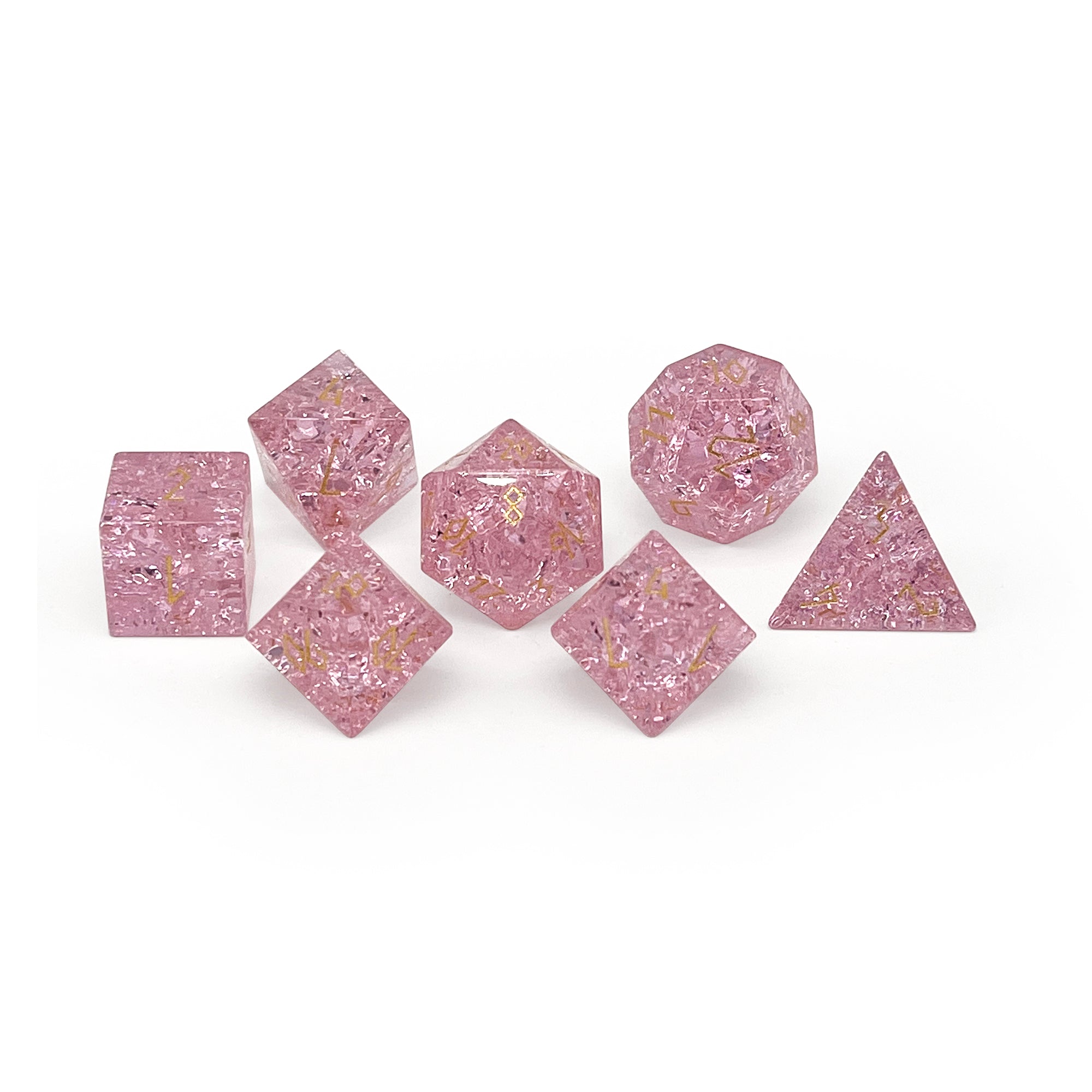 Shattered Zircon Tourmaline - 7 Piece RPG Set Zircon Glass Dice - NOR 01551