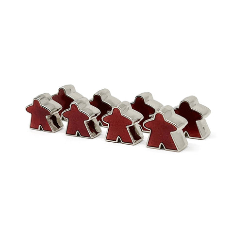 8 Pack of Red Enamel Meeples by Norse Foundry