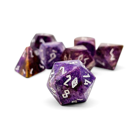 Purple Coral Fossil - 7 Piece RPG Set Gemstone Dice