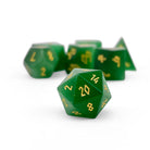 Green Cats Eye - Pebble RPG Set Glass Dice - NOR 01509