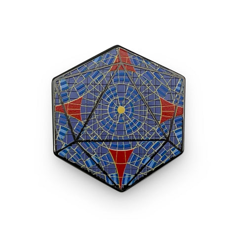 Stained Glass D20 Hex - Hard Enamel Adventure Pin Metal by Norse Foundry