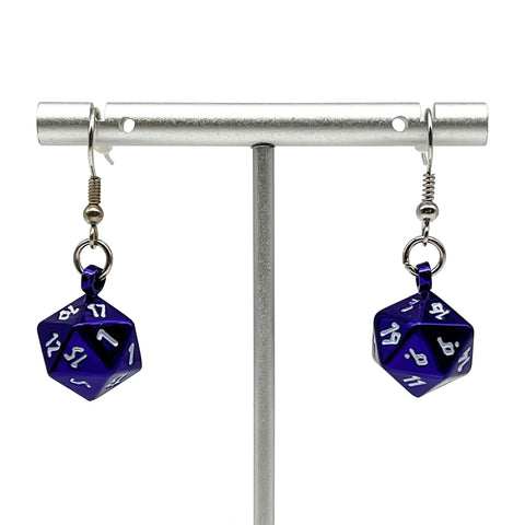 Bardic Purple - Ioun Stone D20 Dice Earrings by Norse Foundry