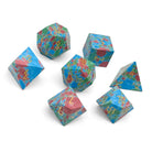 Red, Green, and Blue Splotted Turquoise - 7 Piece RPG Set TruStone Dice - NOR 01431