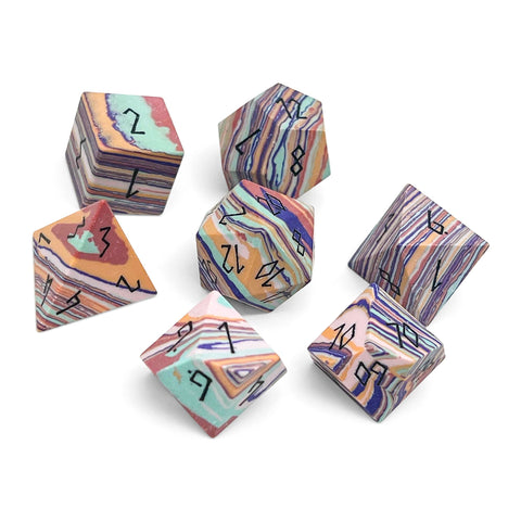 Banded Rainbow Turquoise - 7 Piece RPG Set TruStone Dice