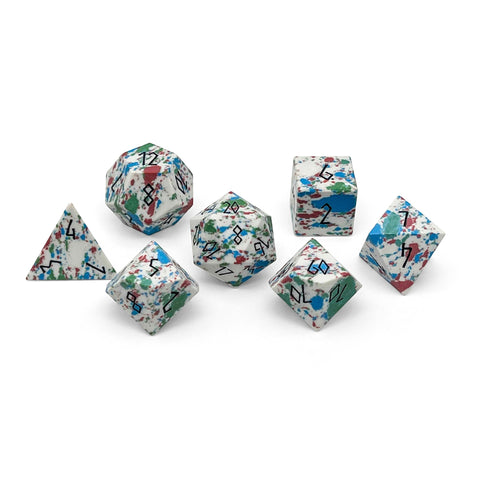 Red, Green, Blue, and White Turquoise - 7 Piece RPG Set TruStone Dice