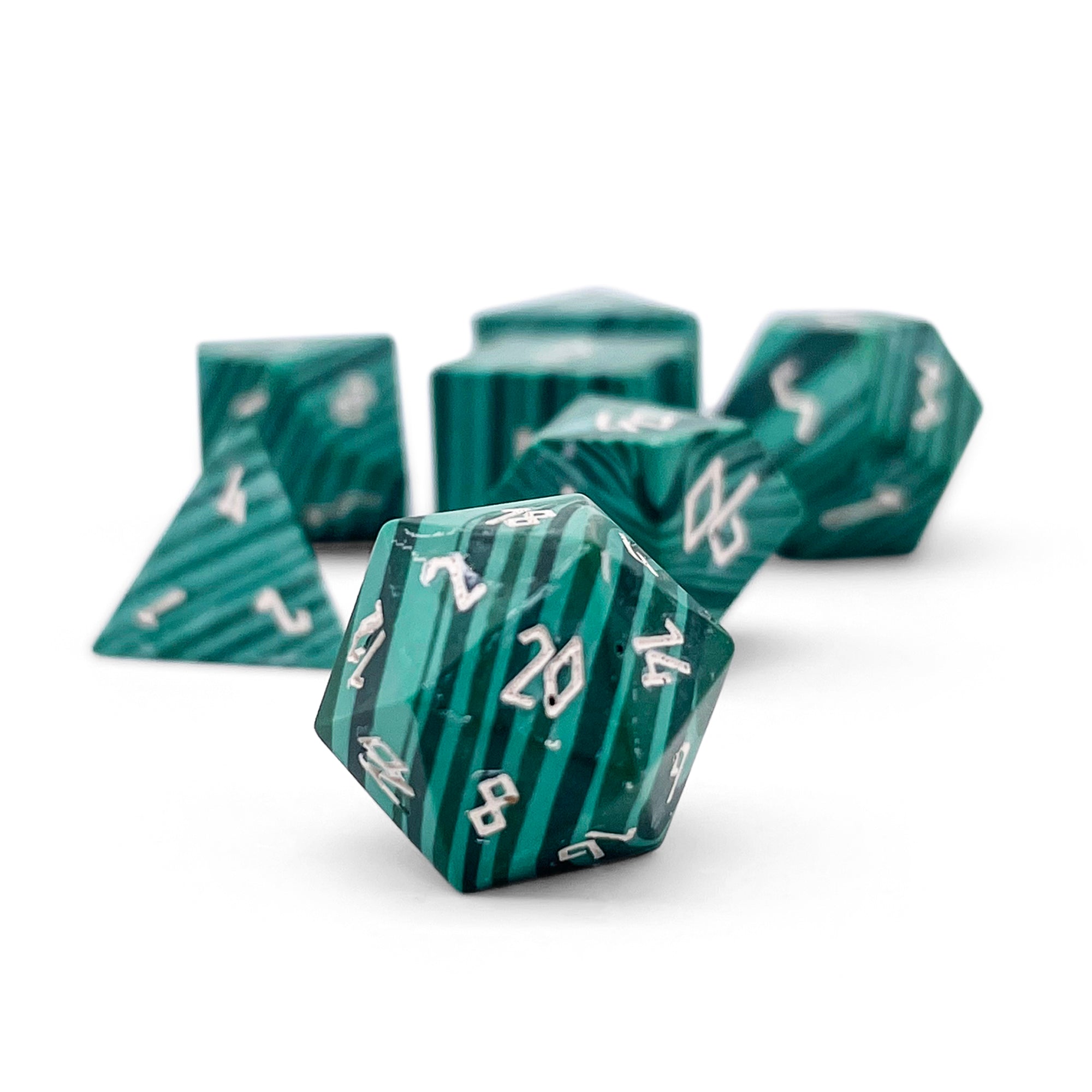 Malachite - Pebble RPG Set Gemstone Dice-Pebbles-NOR 01040-Norse Foundry-dungeon and dragons-dice-dnd-dungeon & dragons