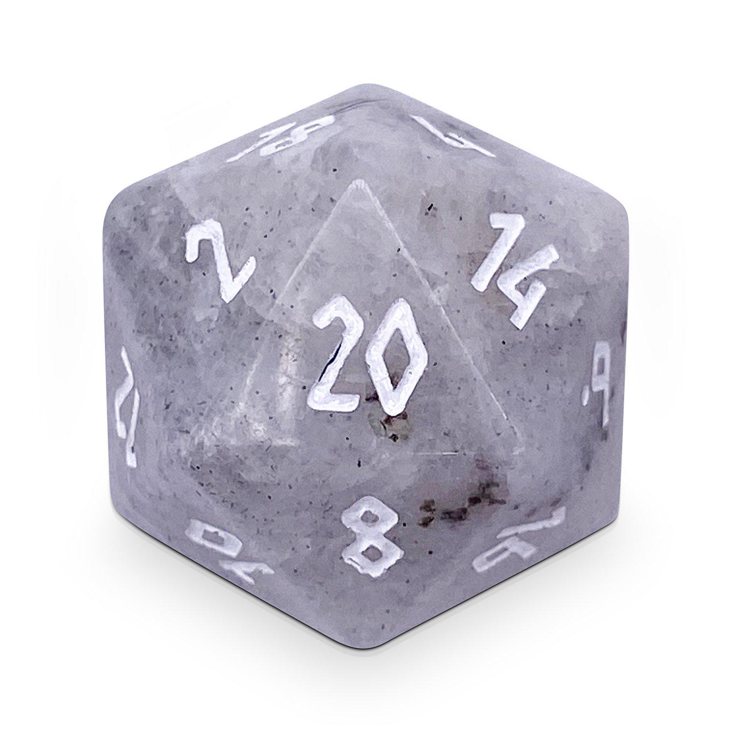 White Labradorite - Single D20 Gemstone Dice - NOR 01117_Parent