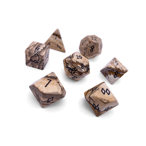 Picture Jasper - 7 Piece RPG Set Gemstone Dice