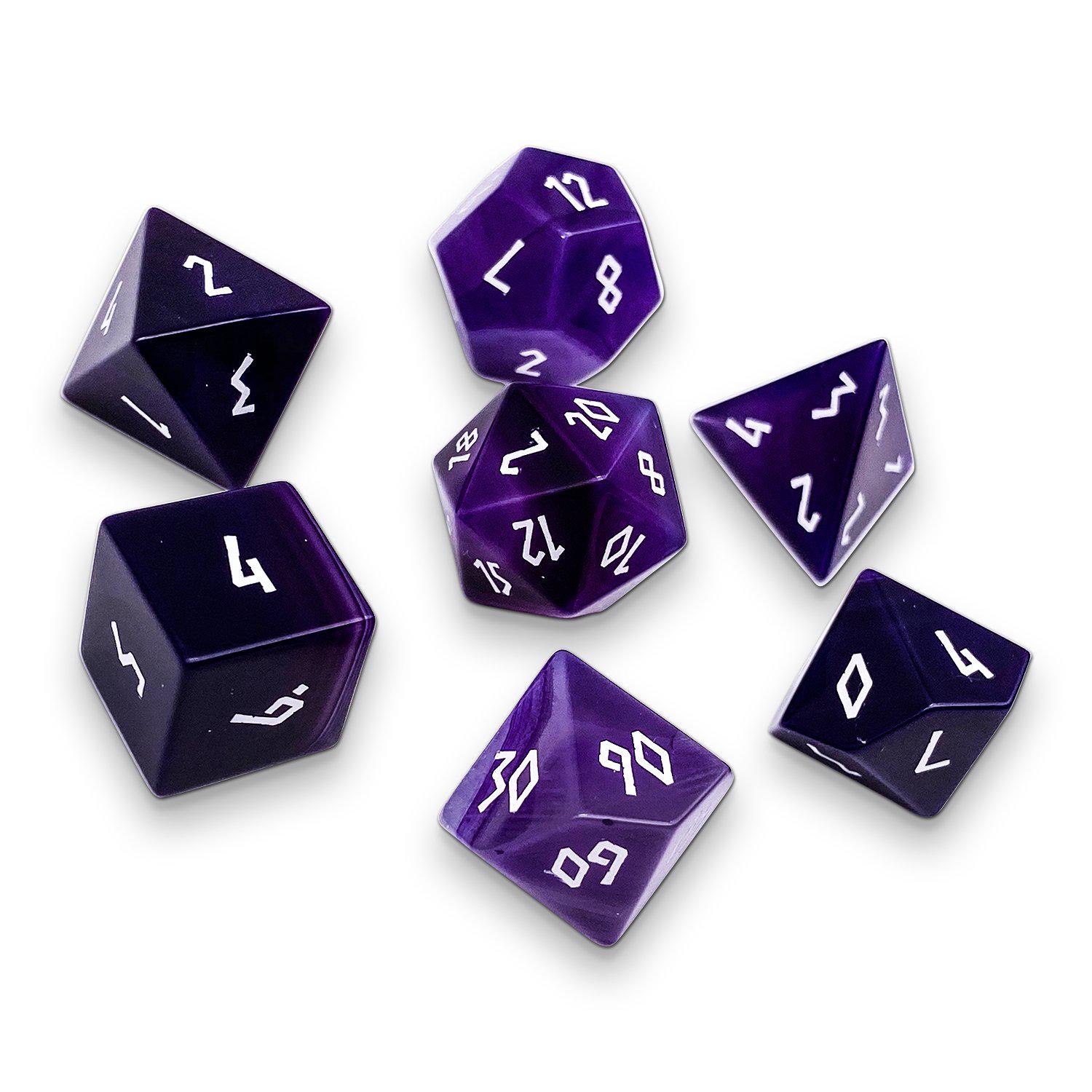 Purple Striped Agate - 7 Piece RPG Set Gemstone Dice-Gemstone Dice-Norse Foundry-Dungeons and Dragons Dice-Gem Dice-DND Dice-Gaming Dice