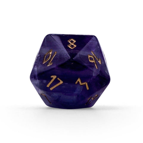 Purple Fluorite - Single D20 Gemstone Dice