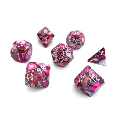 Pyrite Red Imperial Jasper - 7 Piece RPG Set TruStone Dice