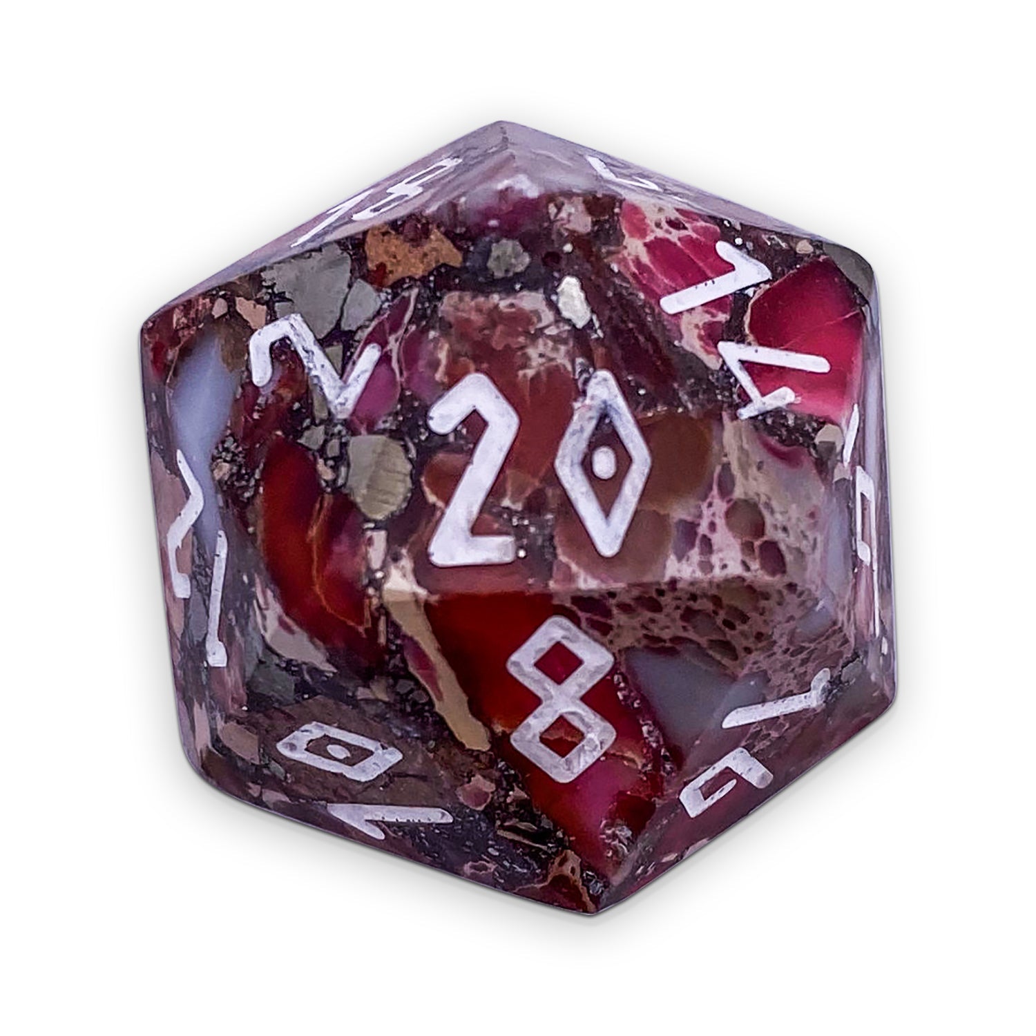 Pyrite Red Imperial Jasper - Single D20 TruStone Dice - NOR 01125