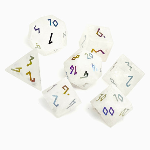 Quartz - Raised Holographic 7 Piece RPG Set Gemstone Dice