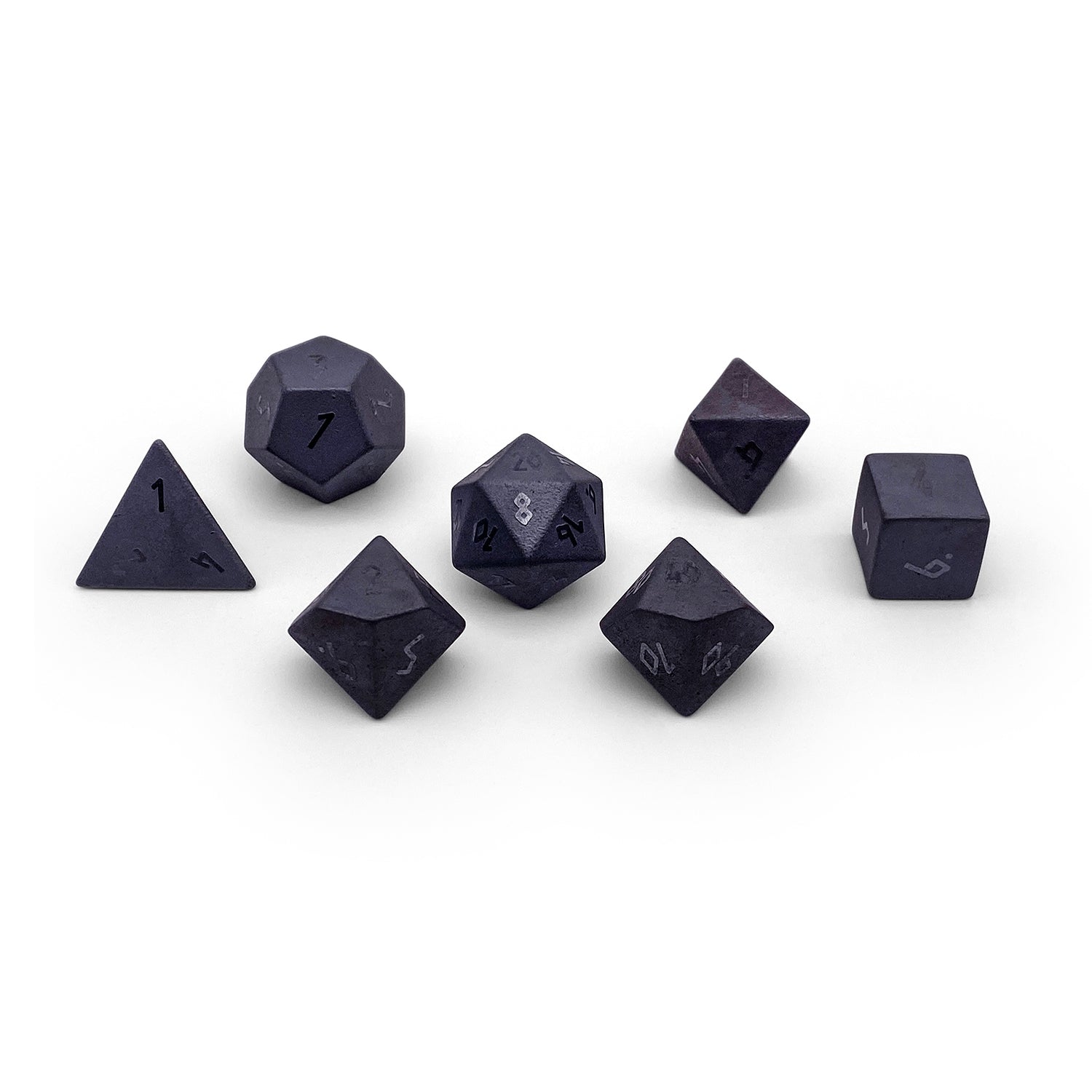 Hematite - Raised 7 Piece RPG Set Gemstone Dice - NOR 01050