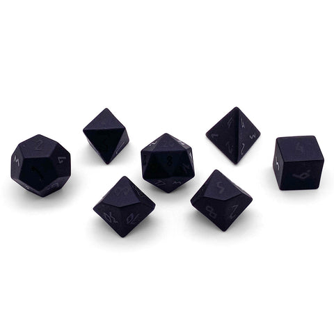 Black Obsidian - Raised 7 Piece RPG Set Gemstone Dice