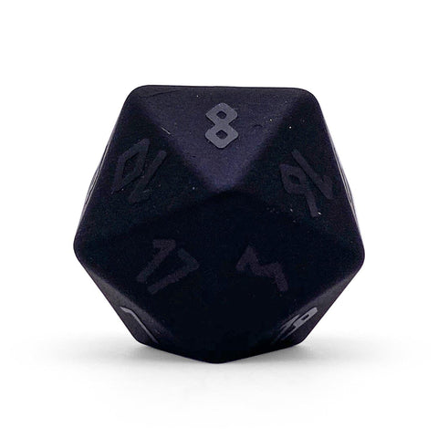 Black Obsidian - Raised Single D20 Gemstone Dice