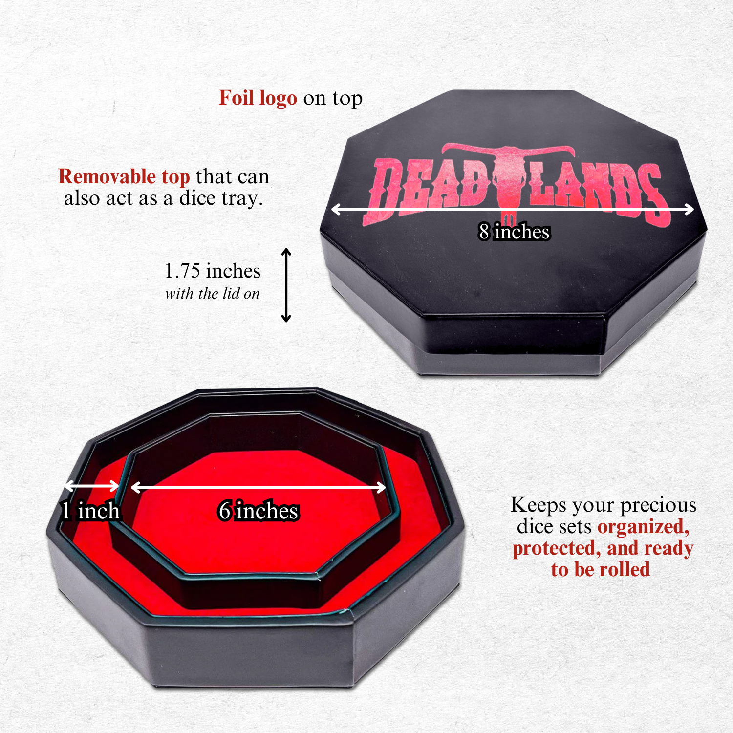 Red Deadlands™ Tray of Holding™ Dice Tray by Norse Foundry-Dice Tray-Norse Foundry-DND Dice Tray-D&D Dice Tray-D&D Accessories