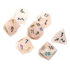 Rose Quartz - Raised Holographic 7 Piece RPG Set Gemstone Dice-Gemstone Dice-Norse Foundry-Dungeons and Dragons Dice-Gem Dice-DND Dice-Gaming Dice