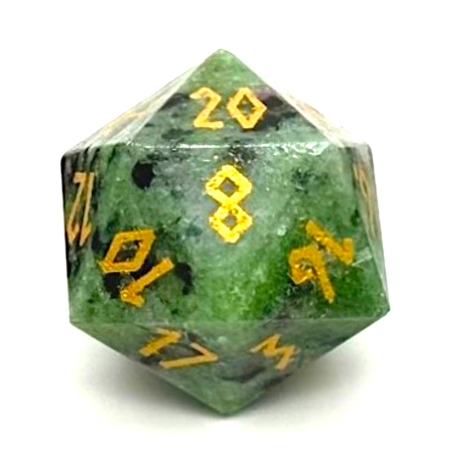 Ruby Zoisite - Boulder® 30mm Gemstone Dice-Gemstone Dice-Norse Foundry-Dungeons and Dragons Dice-Gem Dice-D20-Gemstone D20