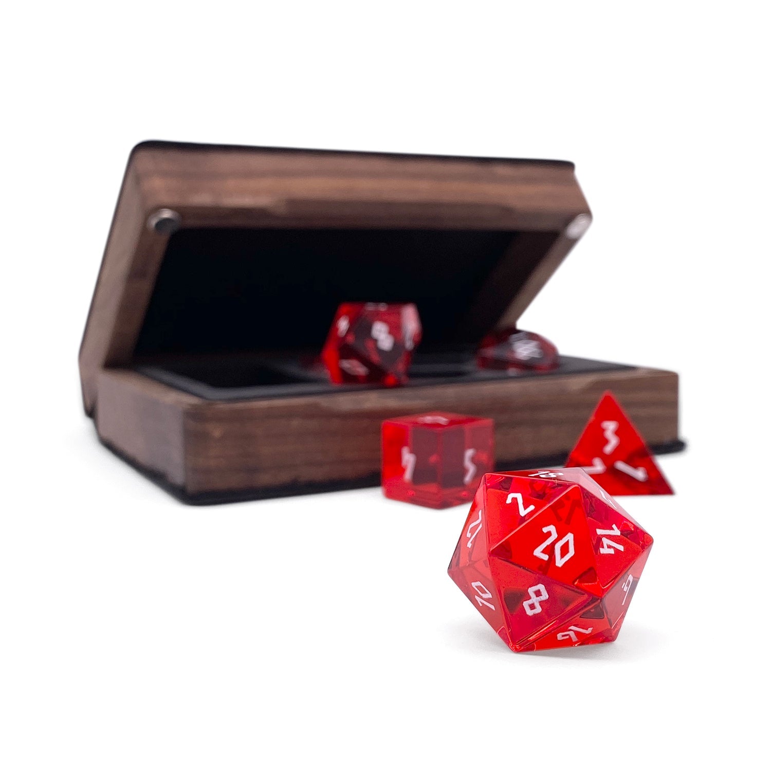 Zircon Ruby - 7 Piece RPG Set Zircon Glass Dice - NOR 01561