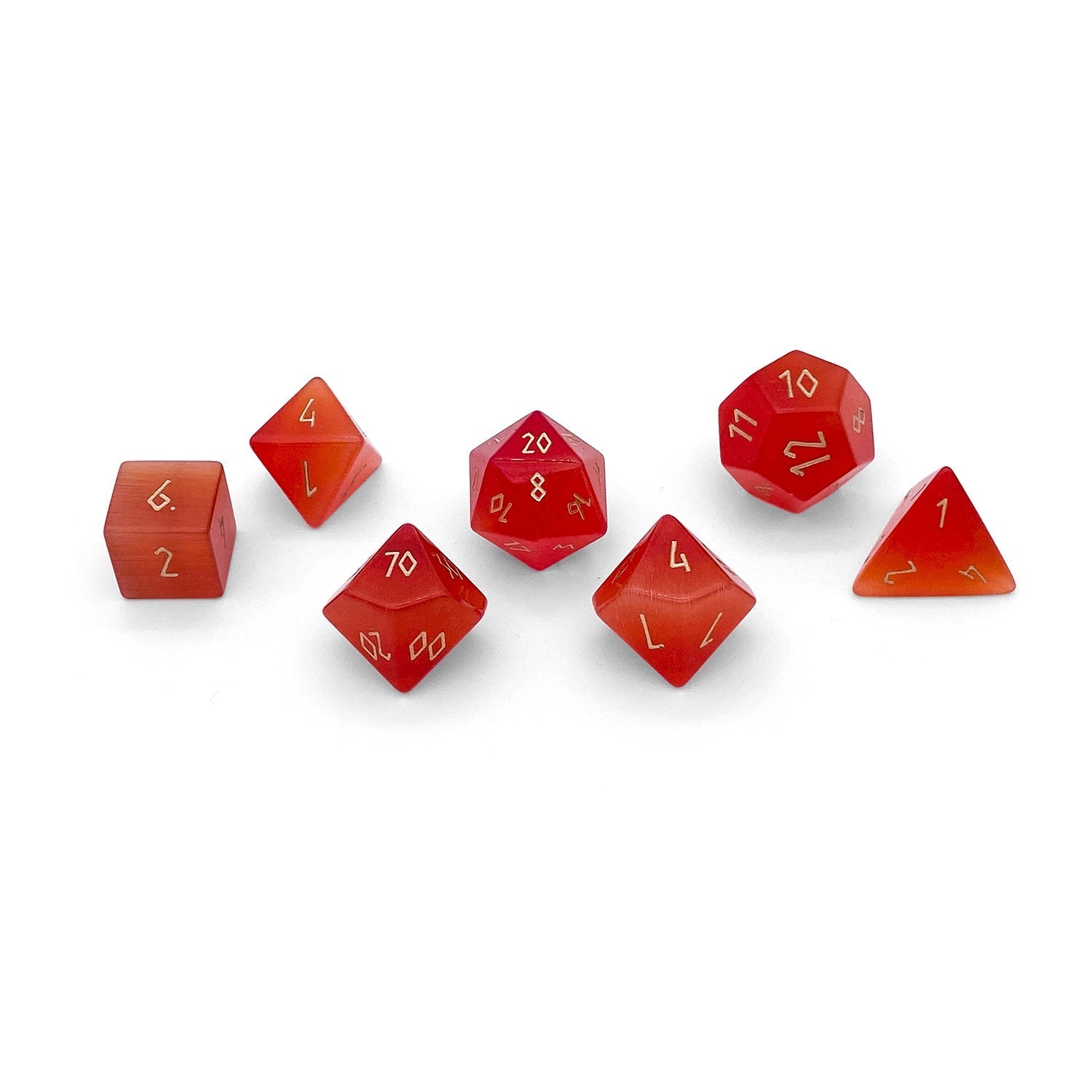 Ruby Cats Eye - 7 Piece RPG Set Glass Dice - NOR 01570