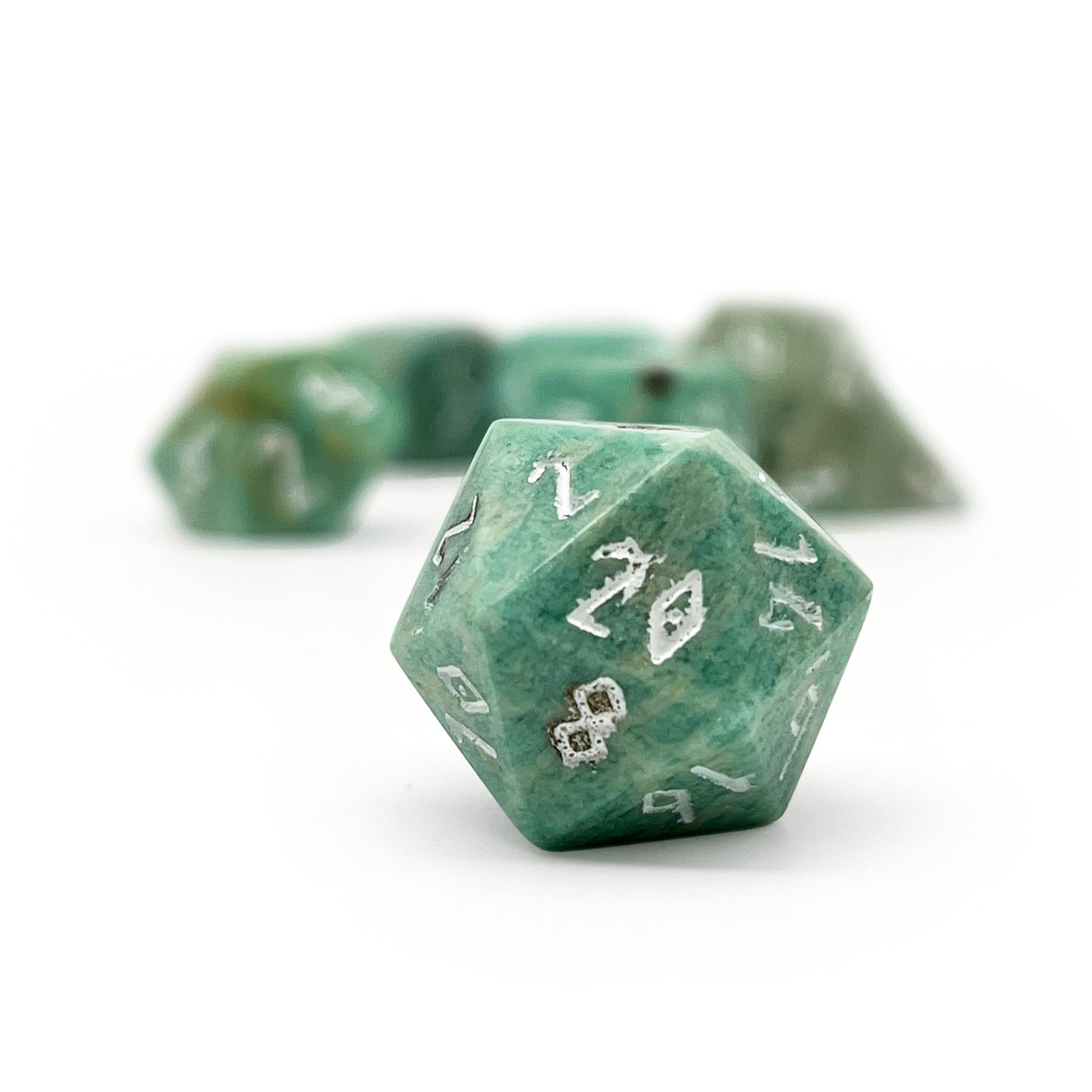 Russian Amazonite - 7 Piece RPG Set TruStone Dice-Gemstone Dice-Norse Foundry-Dungeons and Dragons Dice-Gem Dice-DND Dice-Gaming Dice