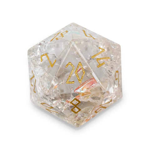 Shattered K9 Rainbow Glass - Gold Font Boulder® 30mm Glass Dice