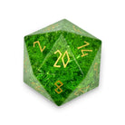 Shattered Zircon Emerald - Gold Font Boulder® 30mm Glass Dice-Glass Dice-Norse Foundry-DND Dice-Glass Dice-D20-Glass D20