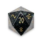 Shattered Zircon Smoke - Gold Font Boulder® 30mm Glass Dice-Glass Dice-Norse Foundry-DND Dice-Glass Dice-D20-Glass D20