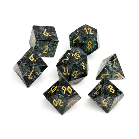 Shattered Zircon Smoke - 7 Piece RPG Set Zircon Glass Dice