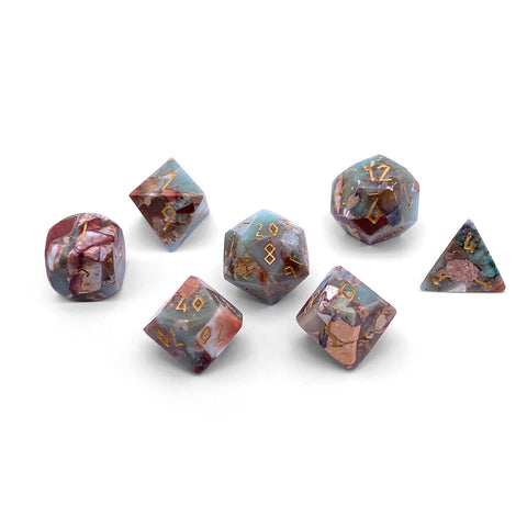 Snake Skin Imperial Jasper - 7 Piece RPG Set TruStone Dice