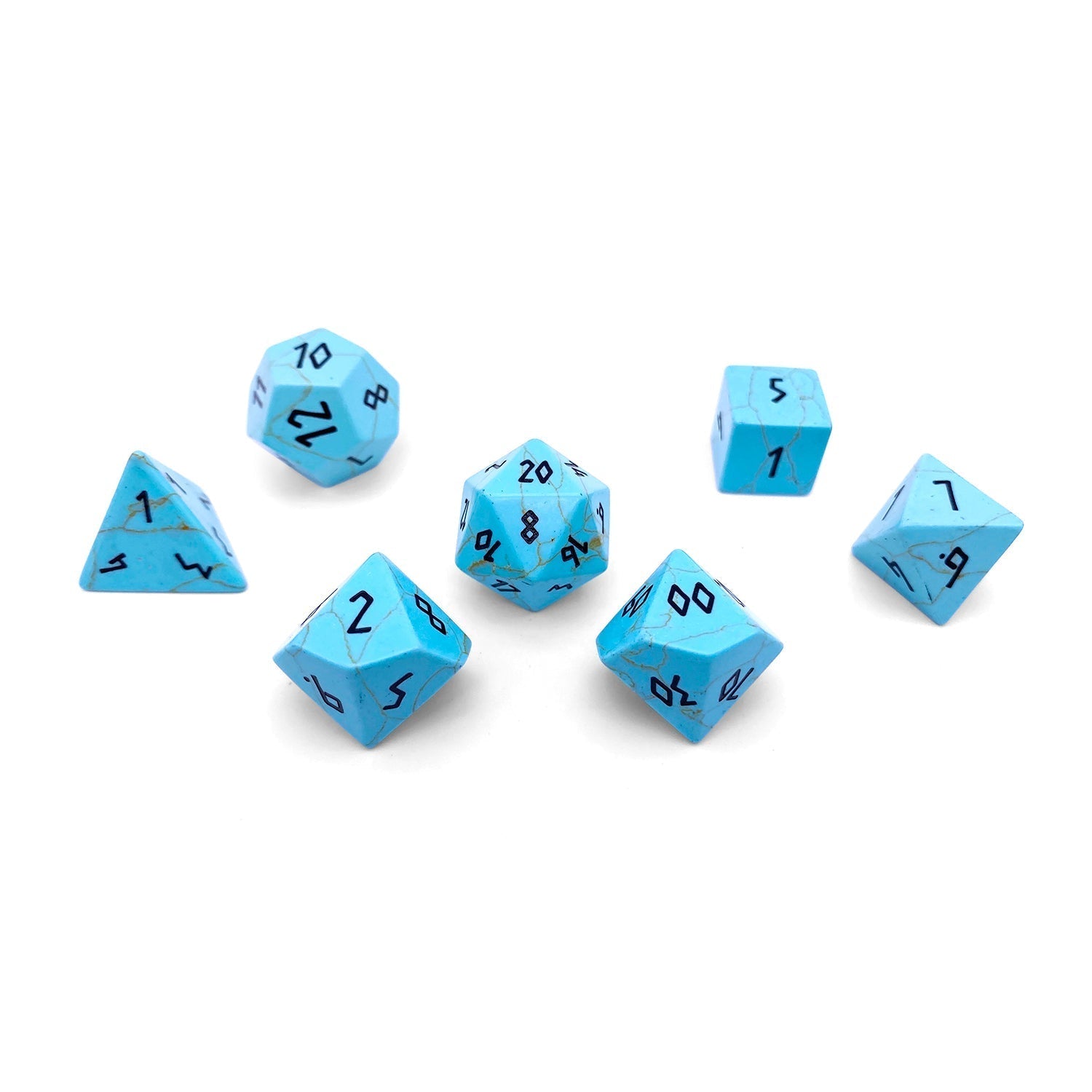 Turquoise - 7 Piece RPG Set Gemstone Dice-Gemstone Dice-Norse Foundry-Dungeons and Dragons Dice-Gem Dice-DND Dice-Gaming Dice