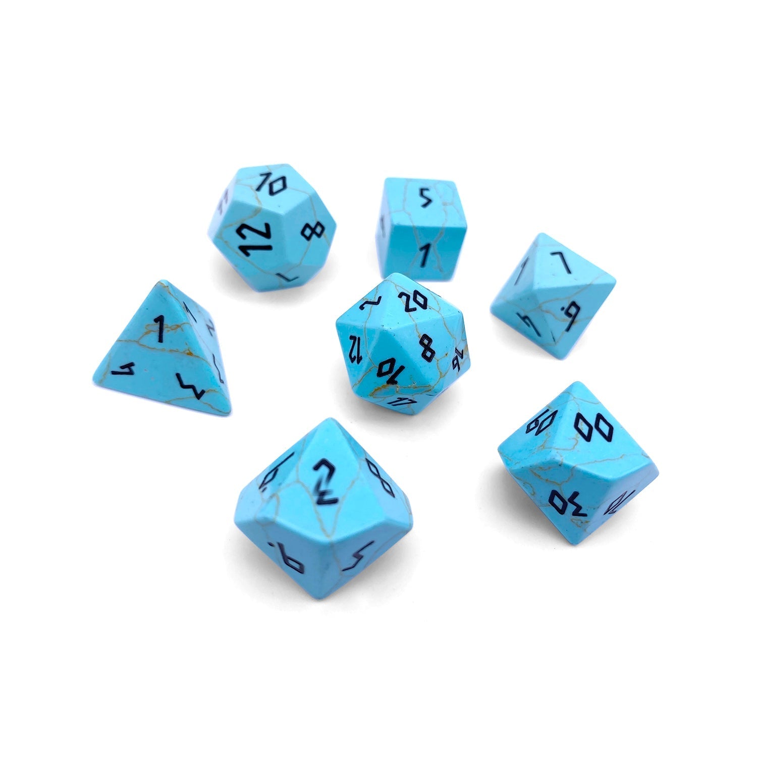 Turquoise - 7 Piece RPG Set Gemstone Dice-Gemstone Dice-Norse Foundry-Dungeons and Dragons Dice-Gem Dice-DND Dice-Gaming Dice