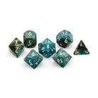 Turquoise Blue Coral Fossil - 7 Piece RPG Set Gemstone Dice-Gemstone Dice-Norse Foundry-Dungeons and Dragons Dice-Gem Dice-DND Dice-Gaming Dice