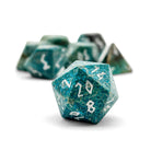 Turquoise Blue Coral Fossil - 7 Piece RPG Set Gemstone Dice-Gemstone Dice-Norse Foundry-Dungeons and Dragons Dice-Gem Dice-DND Dice-Gaming Dice