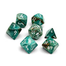 Turquoise Green Coral Fossil - 7 Piece RPG Set Gemstone Dice-Gemstone Dice-Norse Foundry-Dungeons and Dragons Dice-Gem Dice-DND Dice-Gaming Dice