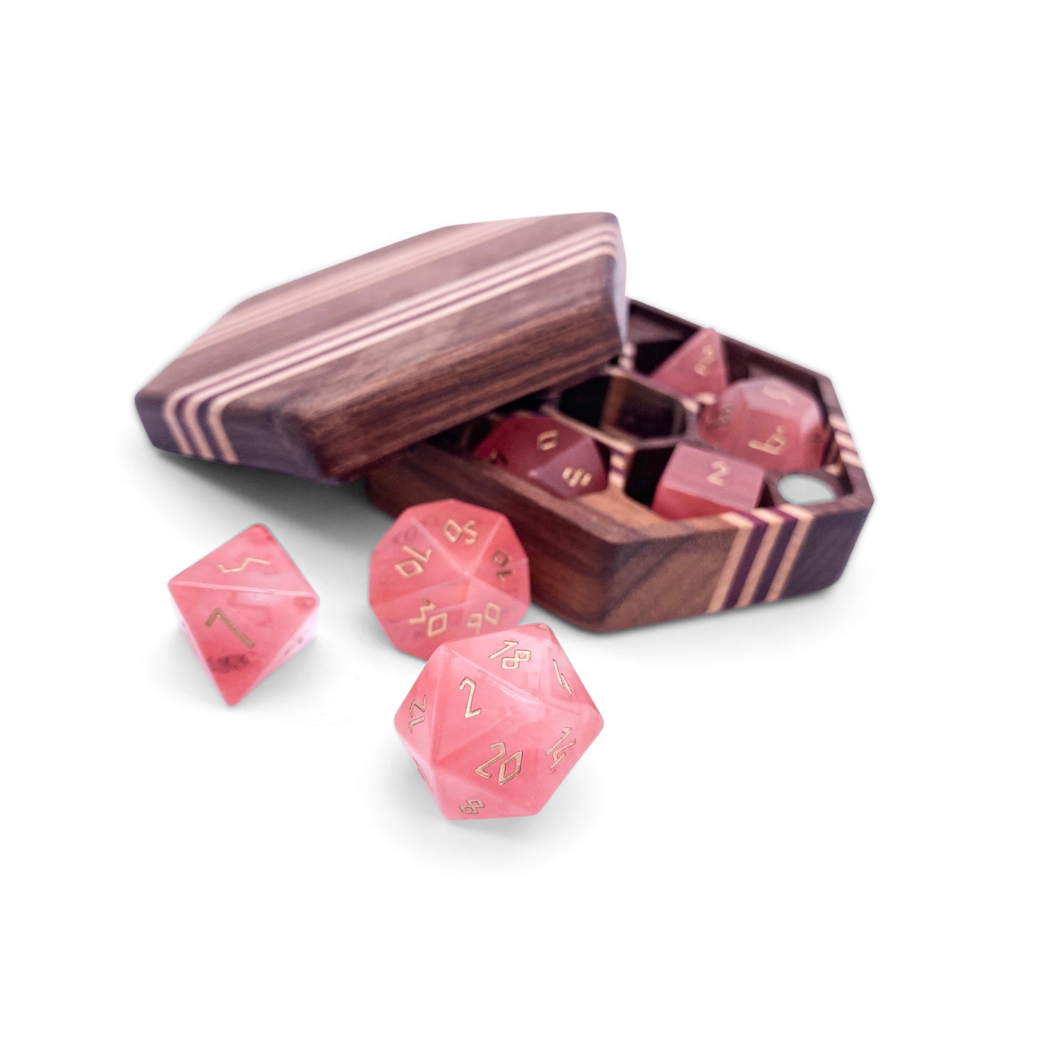 Watermelon Candy Jade - 7 Piece RPG Set Gemstone Dice-Gemstone Dice-Norse Foundry-Dungeons and Dragons Dice-Gem Dice-DND Dice-Gaming Dice